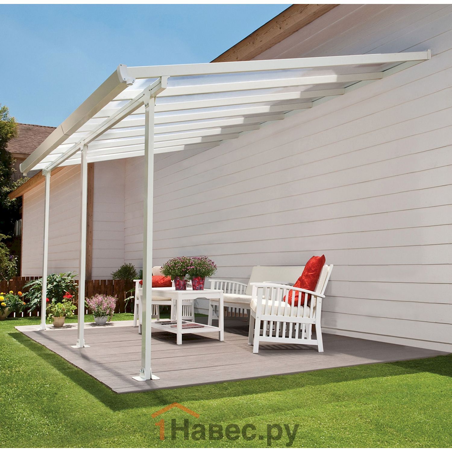 Терраса из поликарбоната пристенная